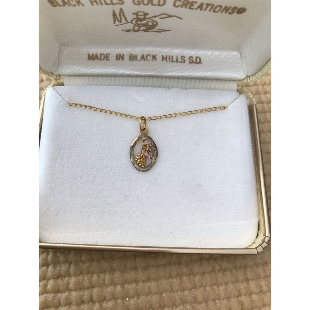 Vintage Landstrom's Black Hills Gold 10k Pendant Necklace ~ Original Jewelry Box